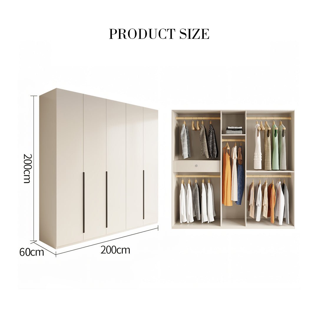 Petrov Wooden Wardrobe, Cream - Miola