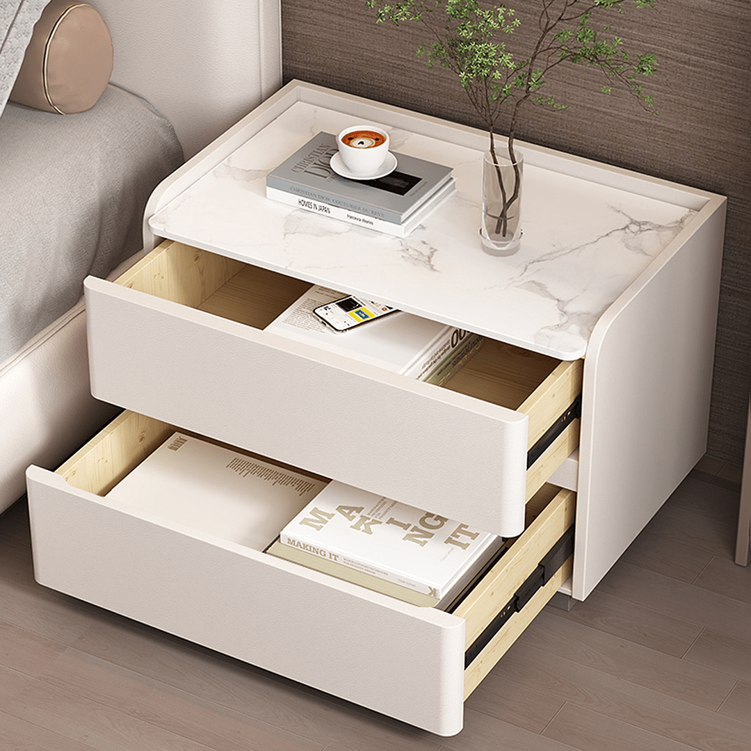 Agustina Modern Bedside Table, Wooden Bedside Table, Cream - Miola