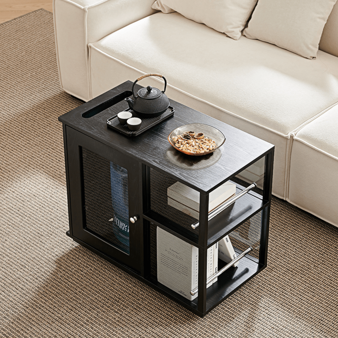 Aglaea Side Table With Storage, Black - Miola