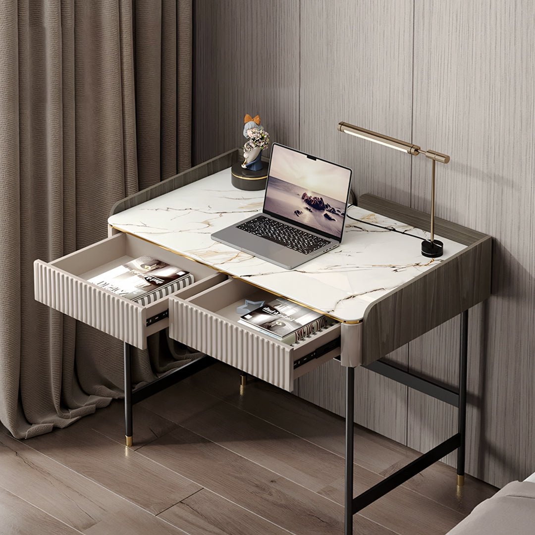 Mateo Office Desk With Drawers, With Shelves - Miola
