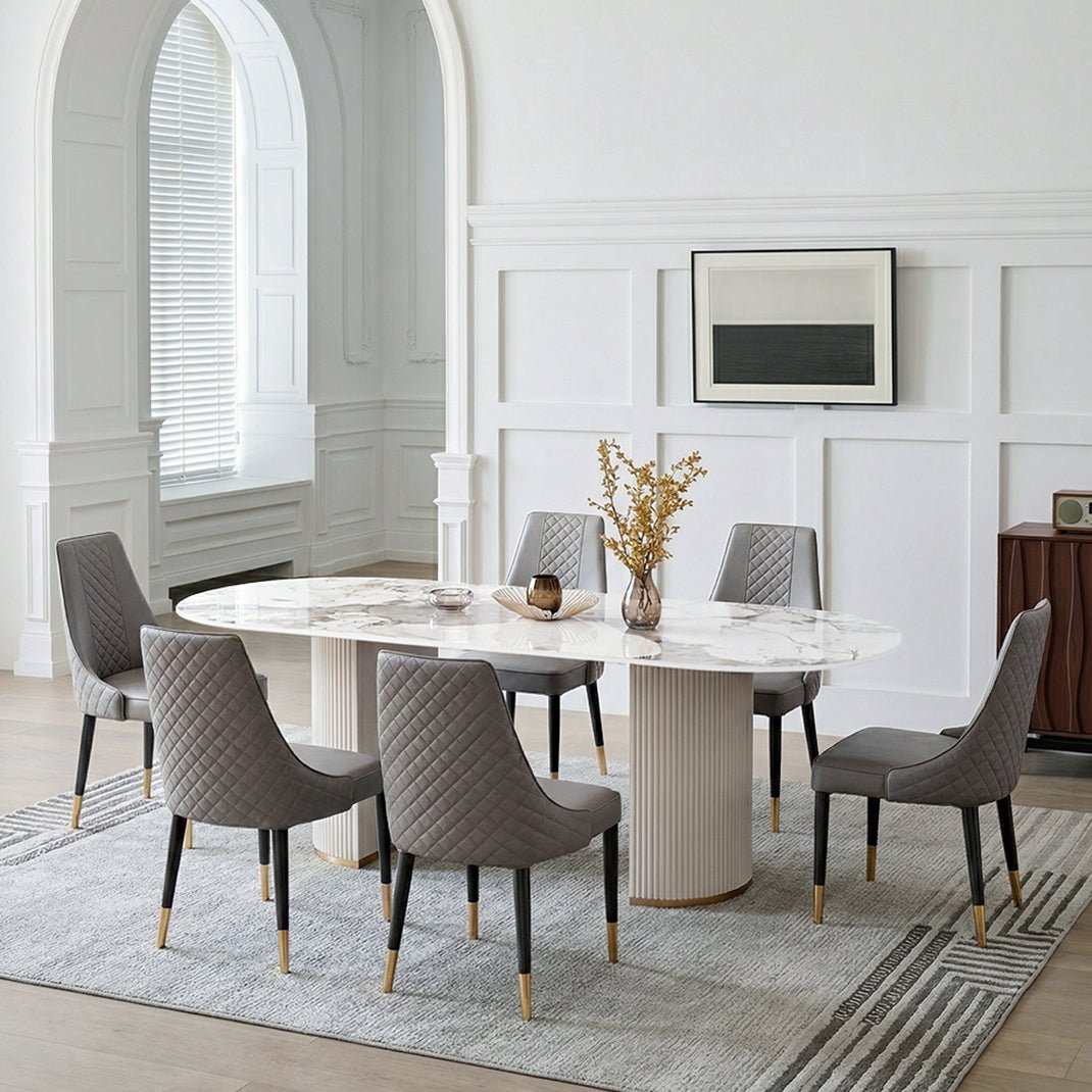 Costanza Dining Table, Sintered Stone, White - Miola