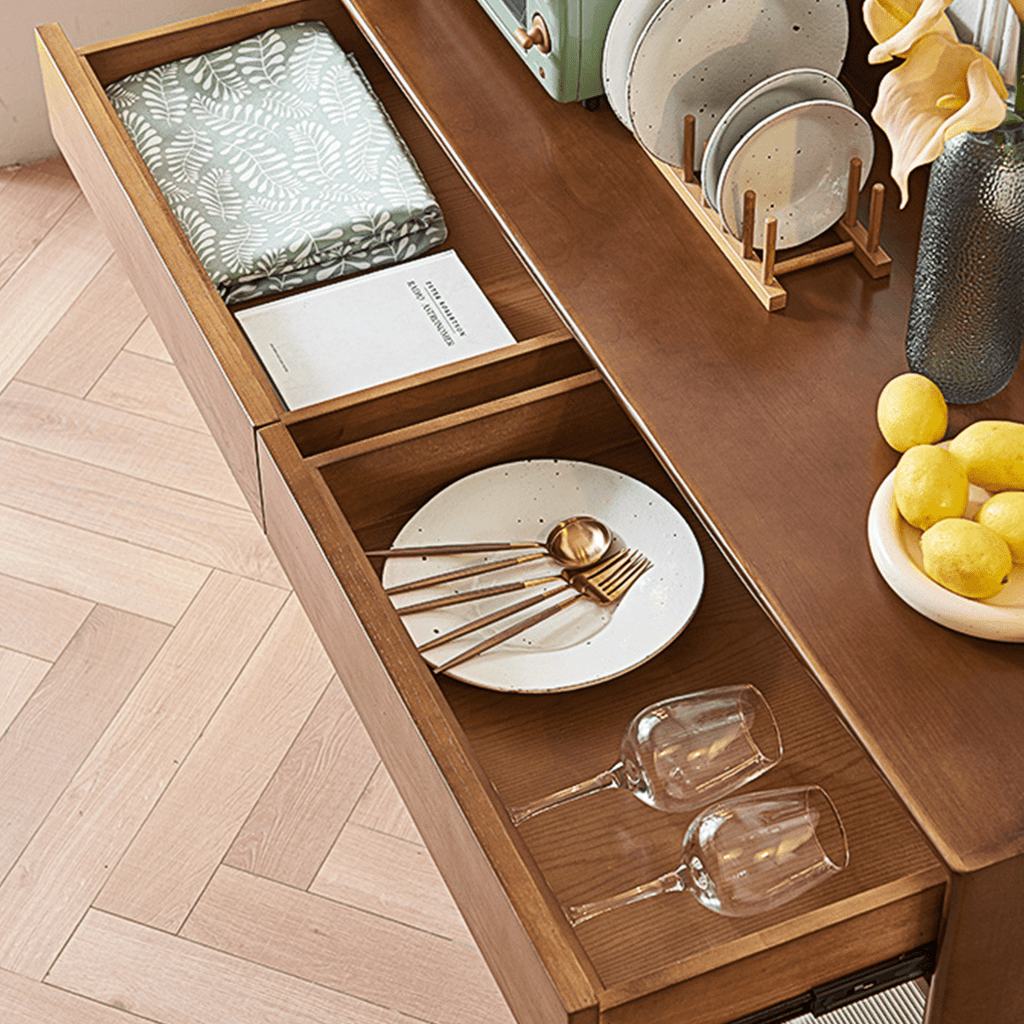 Cameron Sideboard, Rattan Cabinet With Glass Sliding Door - Miola