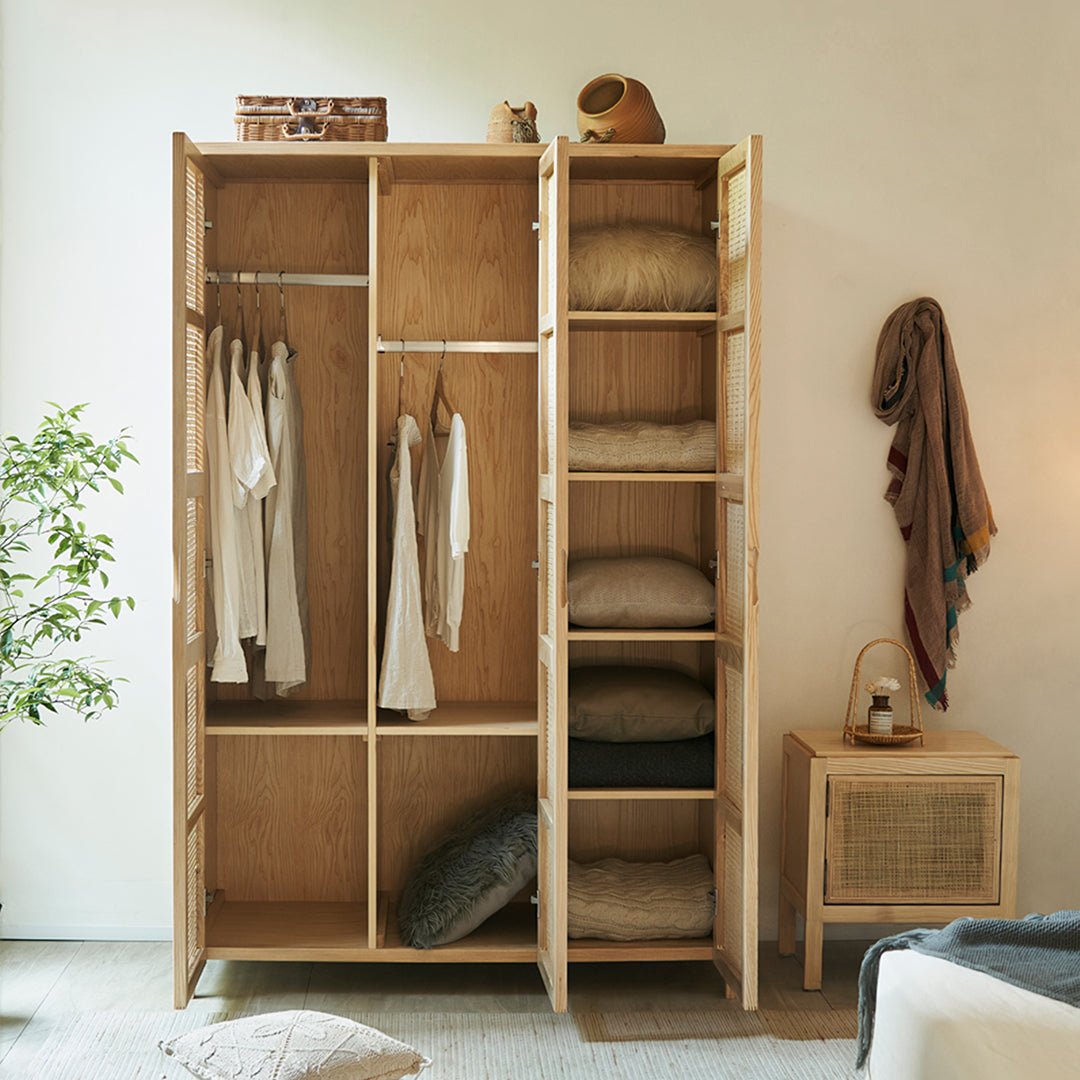 Amelia Rattan Wardrobe, Solid Wood & Rattan - Miola