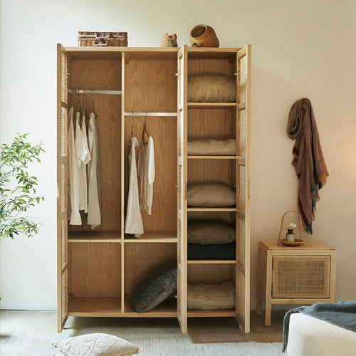 Amelia Rattan Wardrobe, Solid Wood & Rattan - Miola