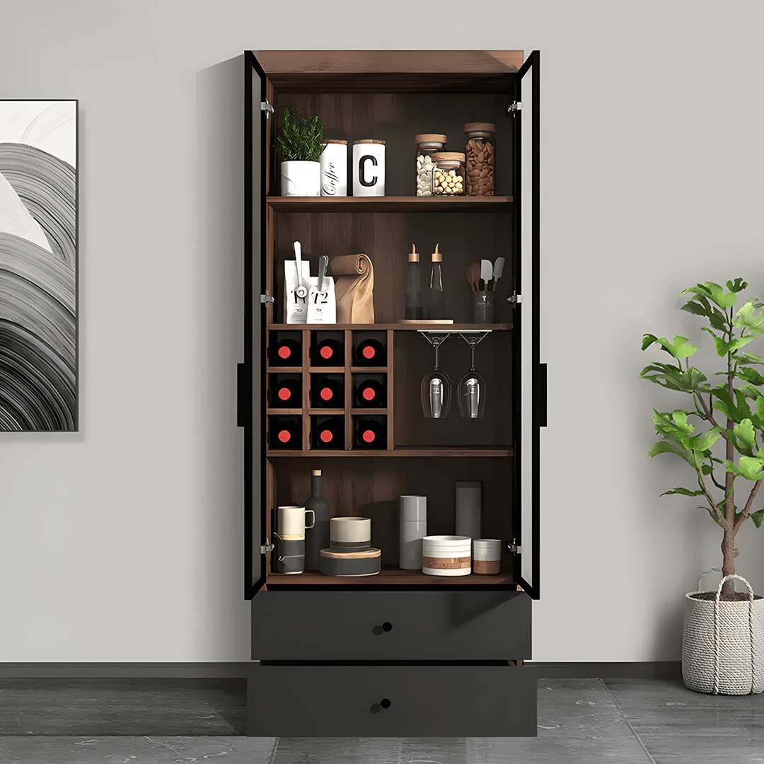 Silen Cocktail Drinks Cabinet, Drink Cabinet, Wine Cabinet, Wood & Glass - Miola