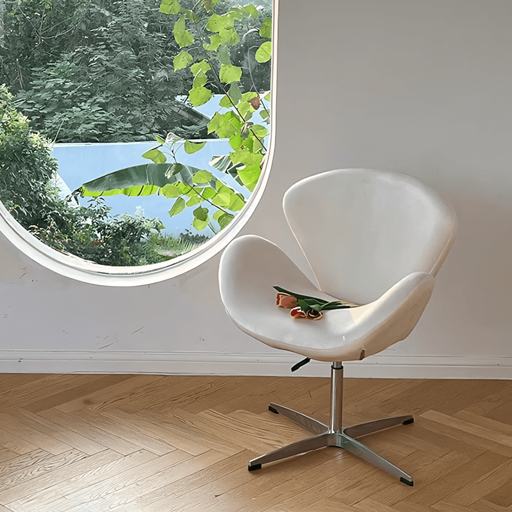 Tane Swivel Office Chair, Cream Flannelette - Miola