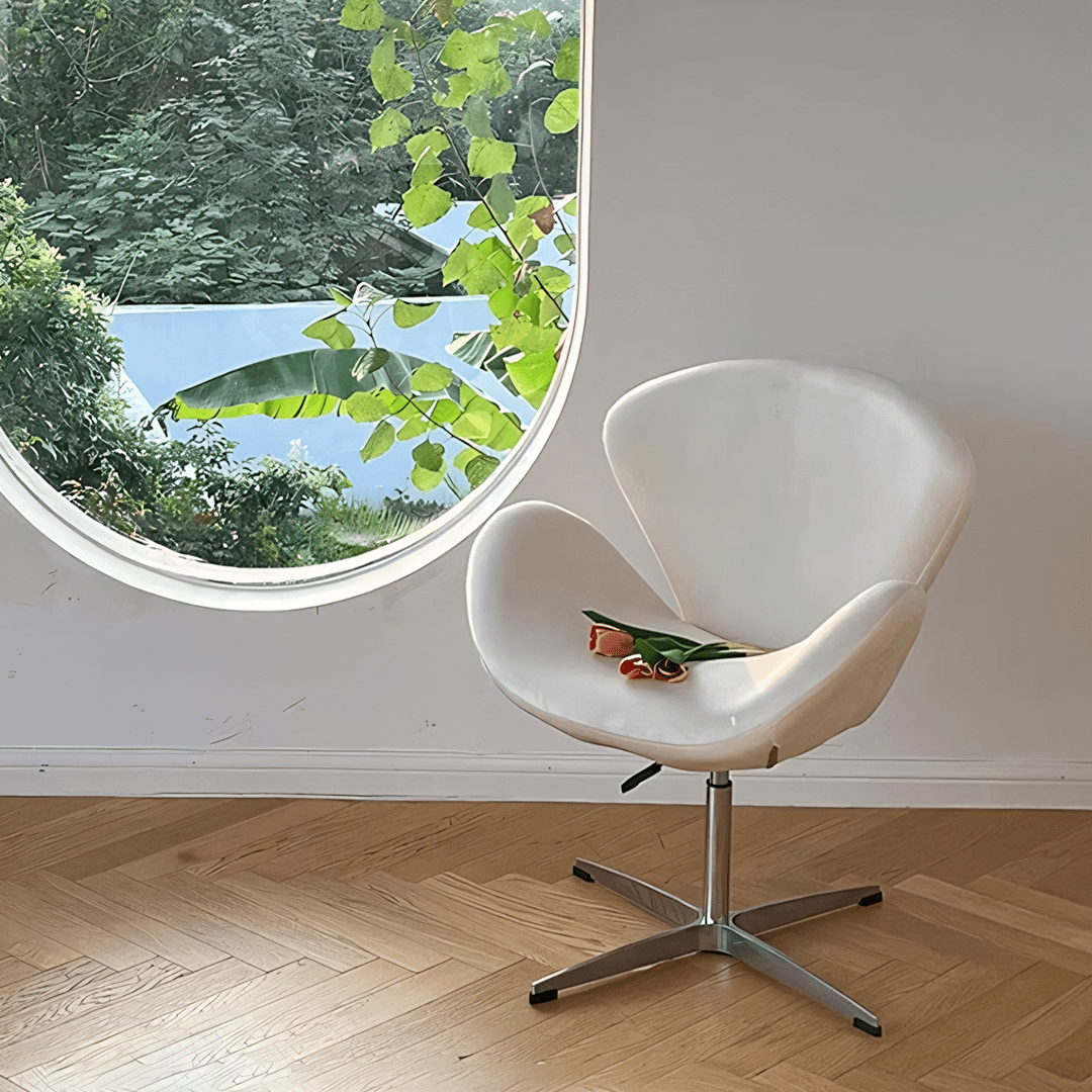 Tane Swivel Office Chair, Cream Flannelette - Miola