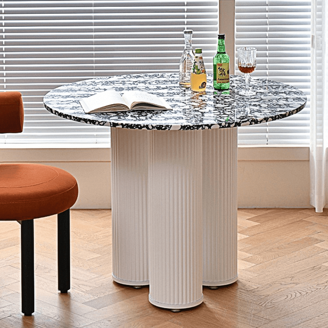 Martinez Small Round Dining Table, Marble - Miola