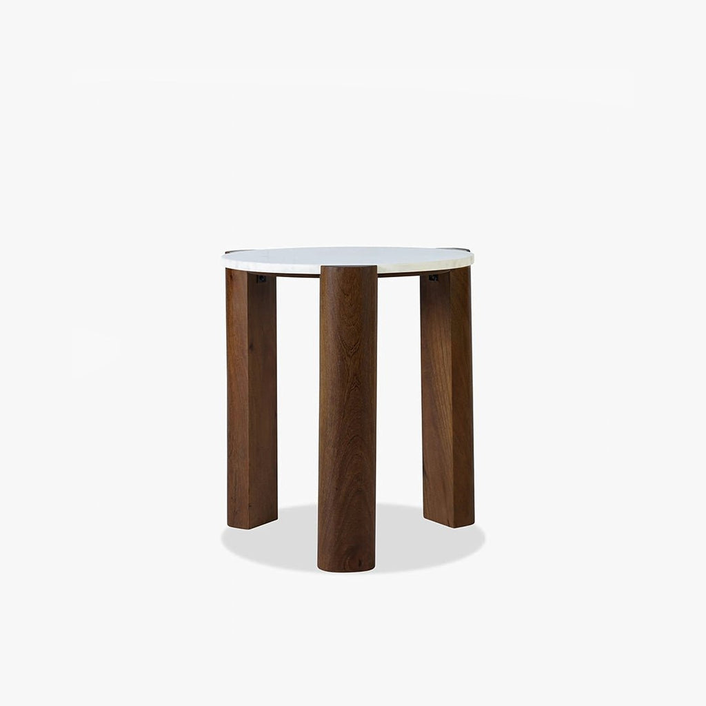 Bauman Round Side Table, Marble - Miola