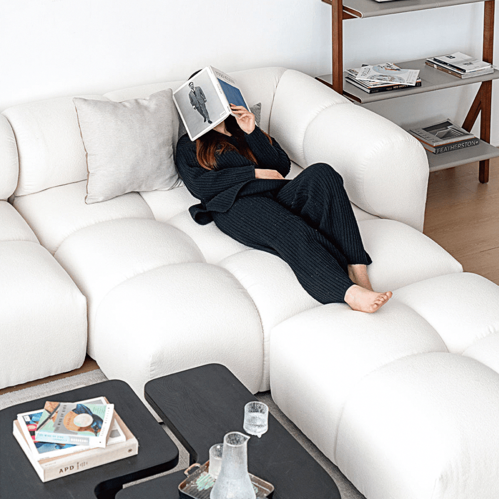 Lysander Velvet Module Three Seater, Four Seater, Five Seater Sofa, Corner Sofa, White - Miola