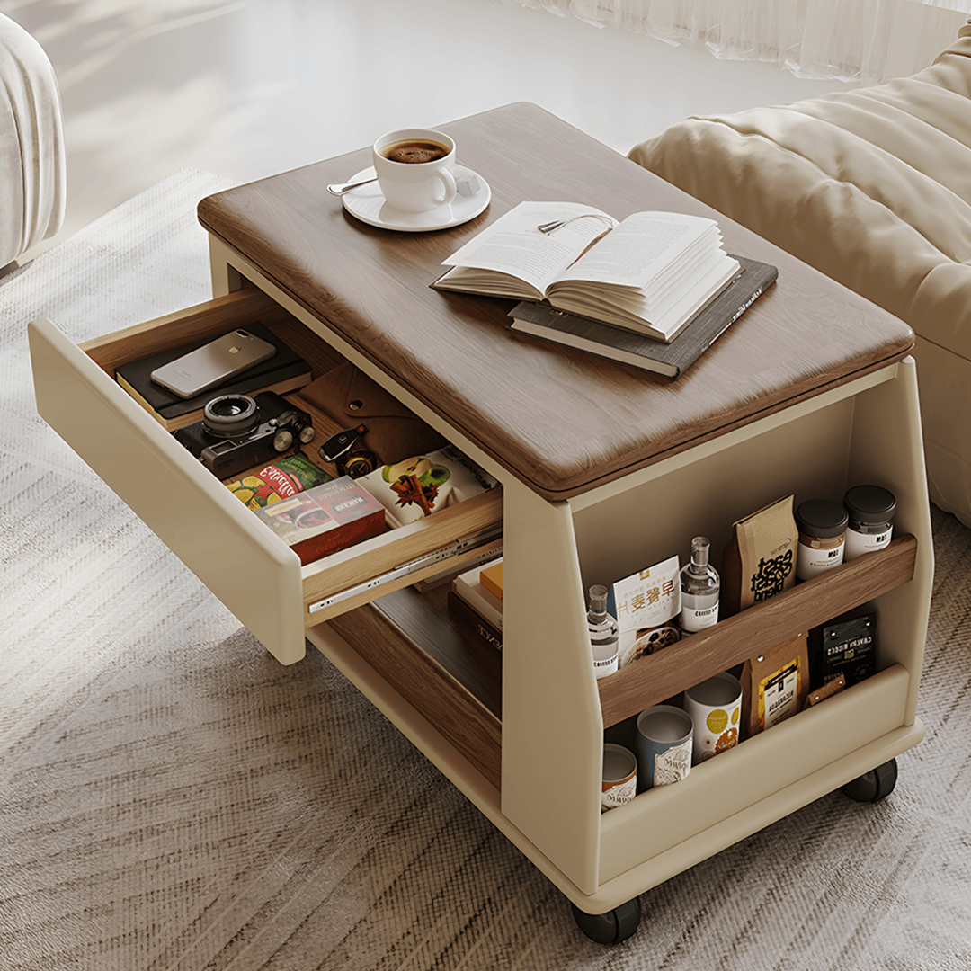 Ruiz Small Coffee table, Lift Up Coffee Table With Storage & Casters - Miola