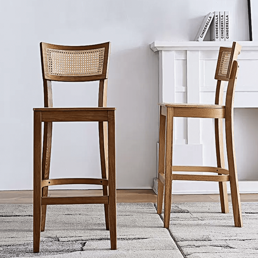 Rico Bar Chair, Rattan & Solid Wood - Miola