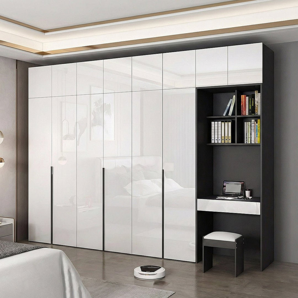 Nascimento Corner Wardrobe, Tall Wardrobe, L Shape Wardrobe With Dressing Table - Miola