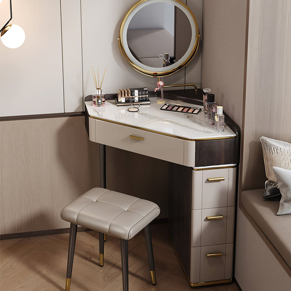 Amigo Small Corner Dressing Table, Slimline Dressing Table, With LED Mirror - Miola