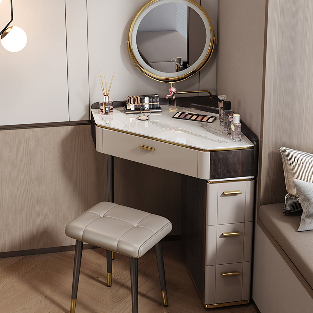 Amigo Small Corner Dressing Table, Slimline Dressing Table, With LED Mirror - Miola