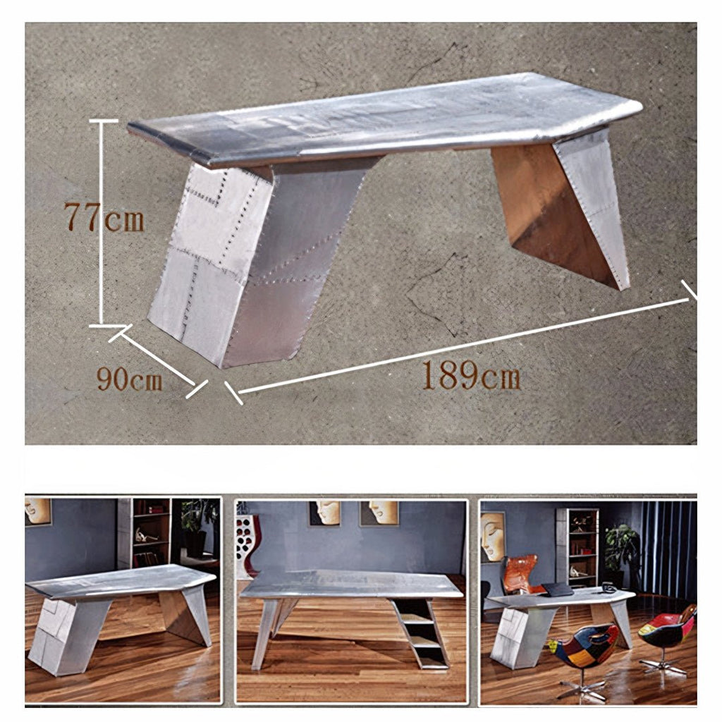 U8 Aviator Office Desk, Aviation Desk, Aluminium - Miola
