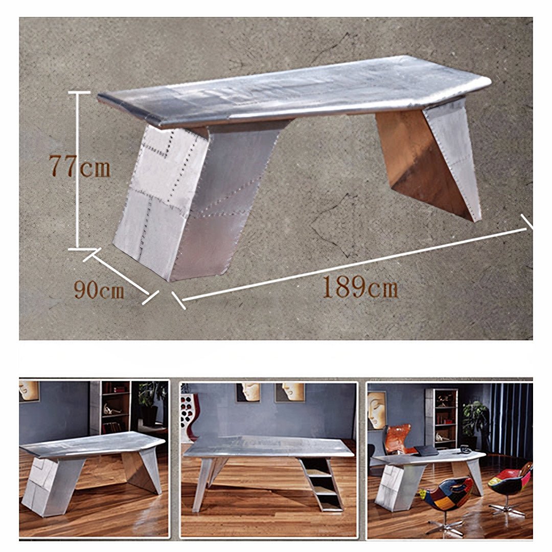U8 Aviator Office Desk, Aviation Desk, Aluminium - Miola