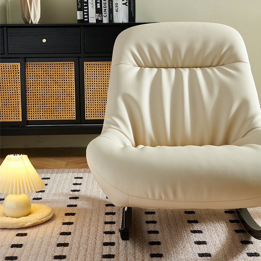 Lutz Rocking Chair With Footstool, Leather - Miola