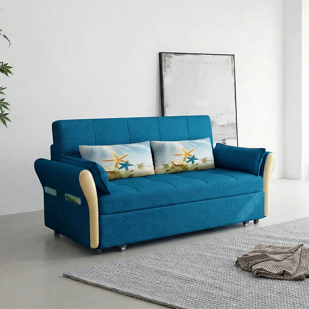 SB152 Two Seater Sofa Bed, Blue - Miola