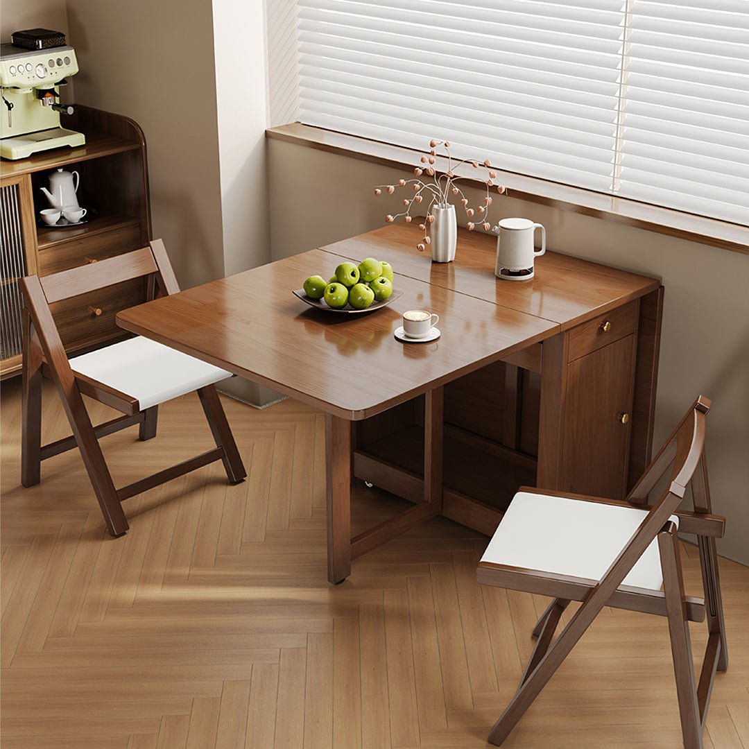 Salgado Folding Dining Table With Storage, Solid Wood - Miola
