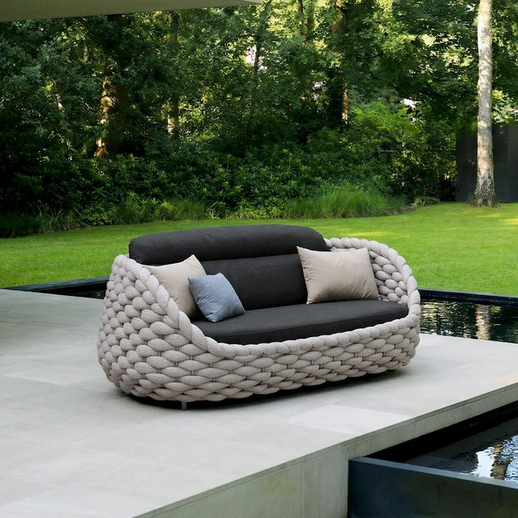 Marbella Textilene Rope Woven Outdoor Sofa Set, Grey - Miola