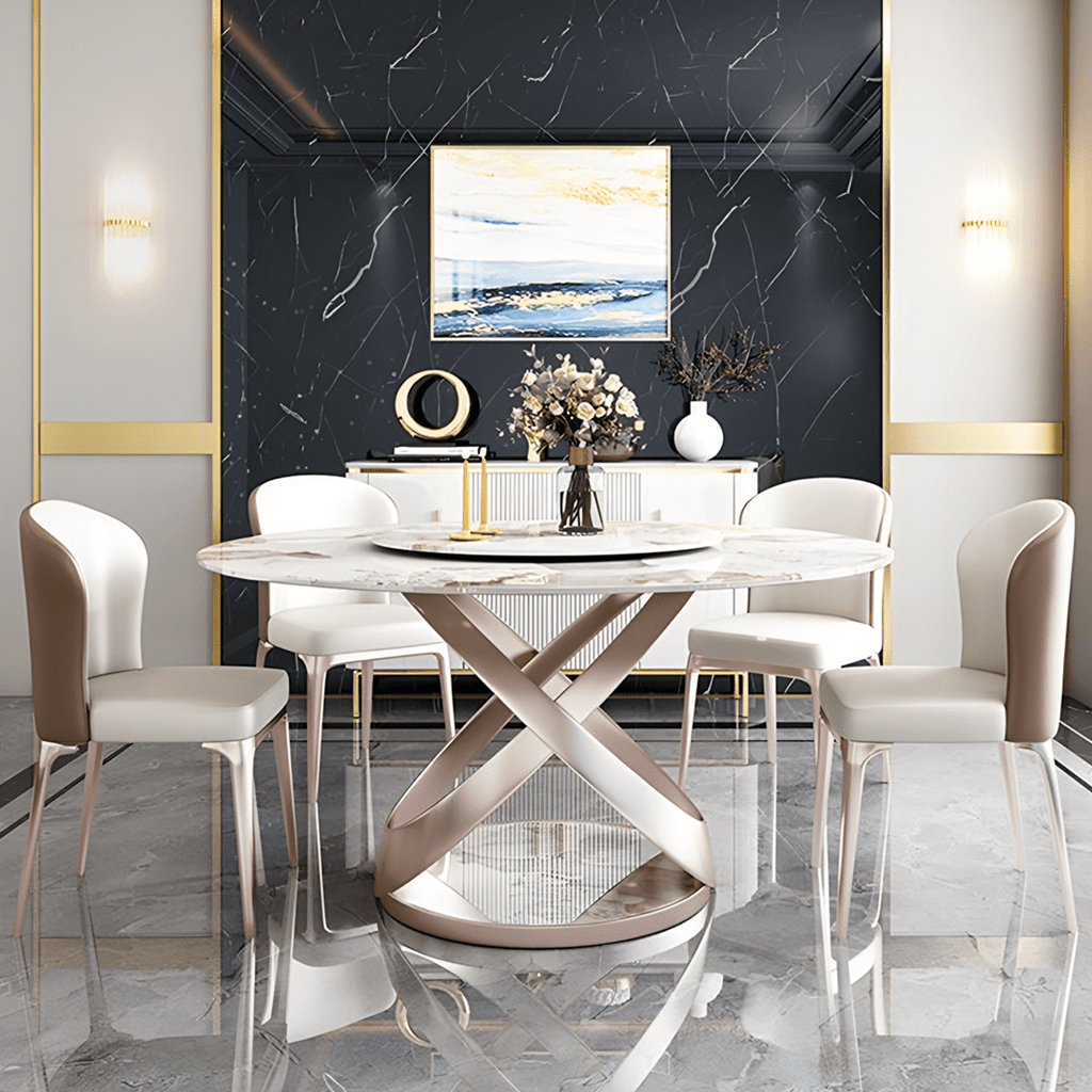 Androme Round Dining Table & Chairs, With Rotatable Tray - Miola
