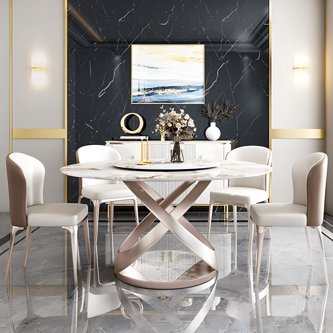 Androme Round Dining Table & Chairs, With Rotatable Tray - Miola