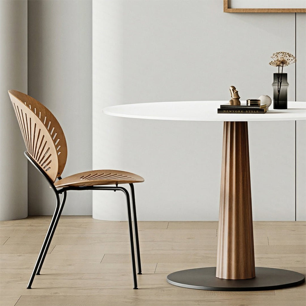 Anderson Small Round Dining Table, Sintered Stone & Solid Wood - Miola