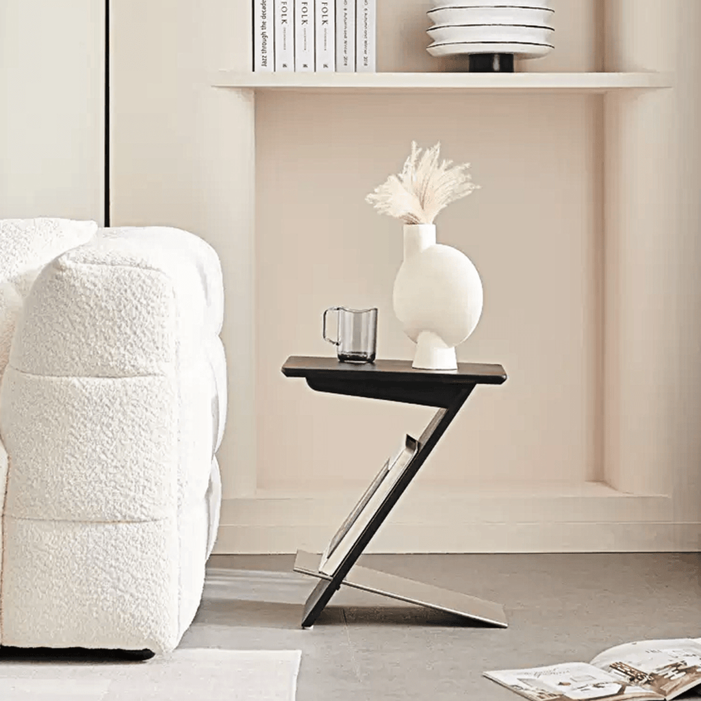 Adrian Side Table With Magazine Rack, Solid Wood - Miola
