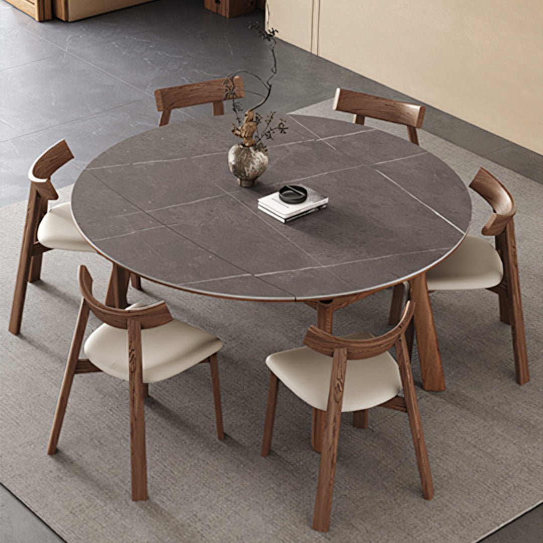 Aitken Round Folding Dining Table, Solid Wood - Miola