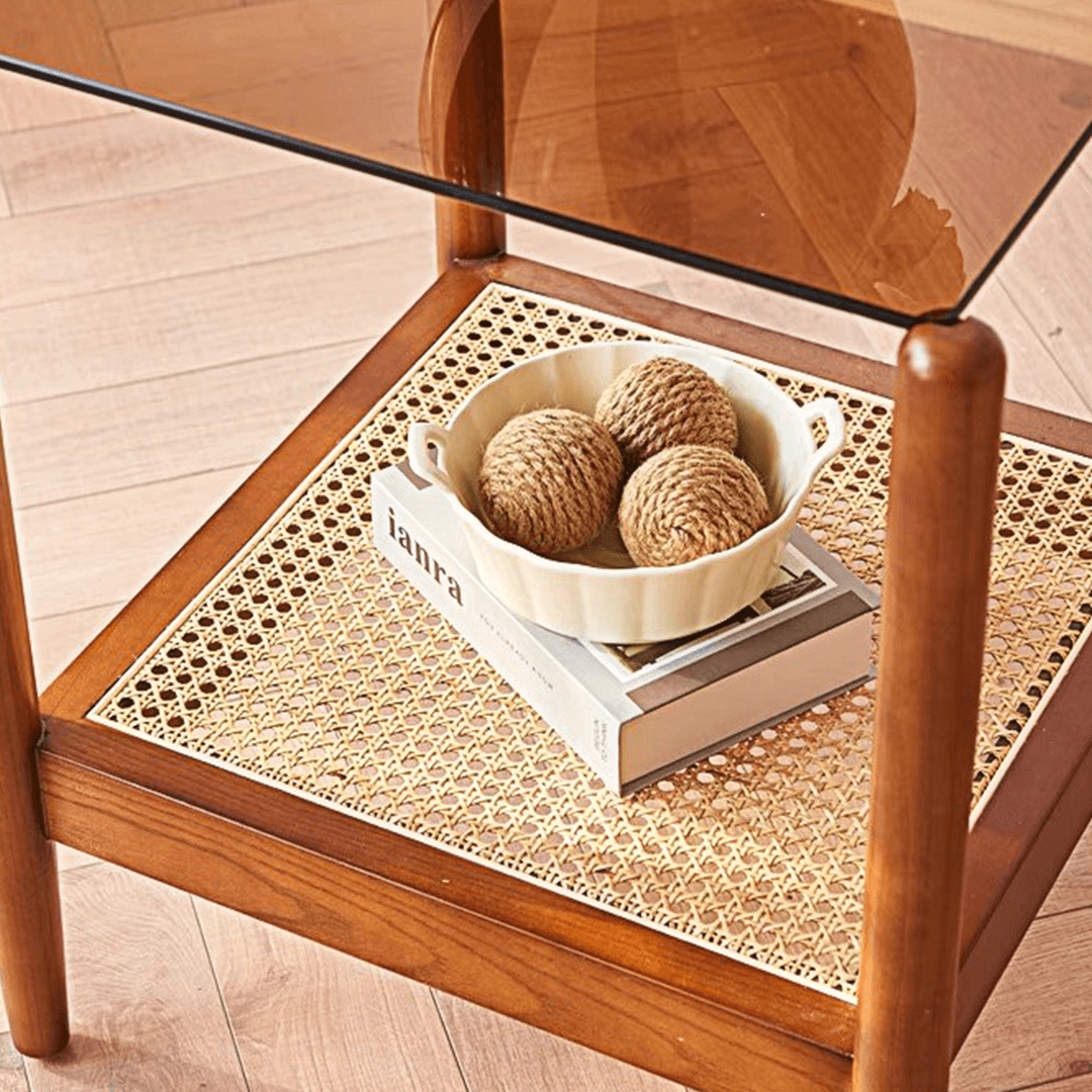Pamela Wood Coffee Table, Rattan - Miola