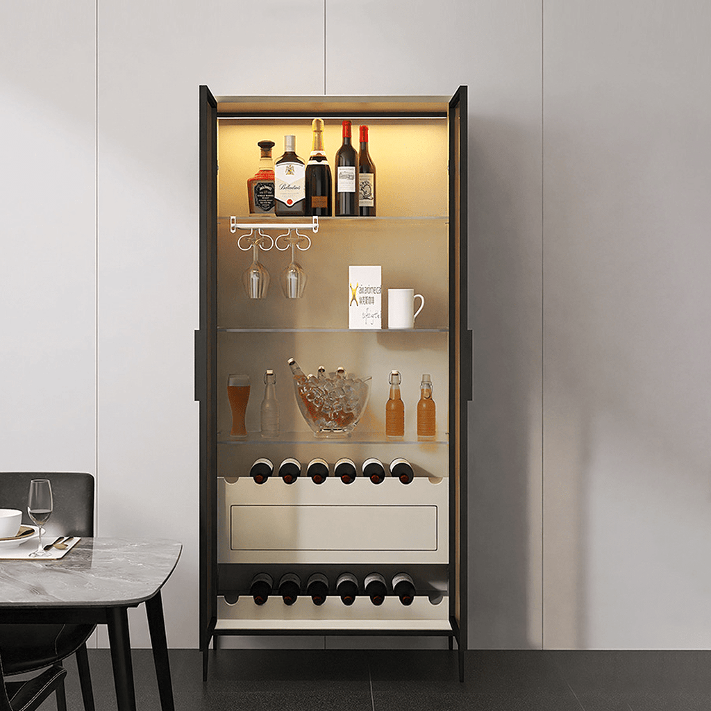 Delfina Wine Cabinet, Cabinet With Wine Rack, Light Grey Wood - Miola