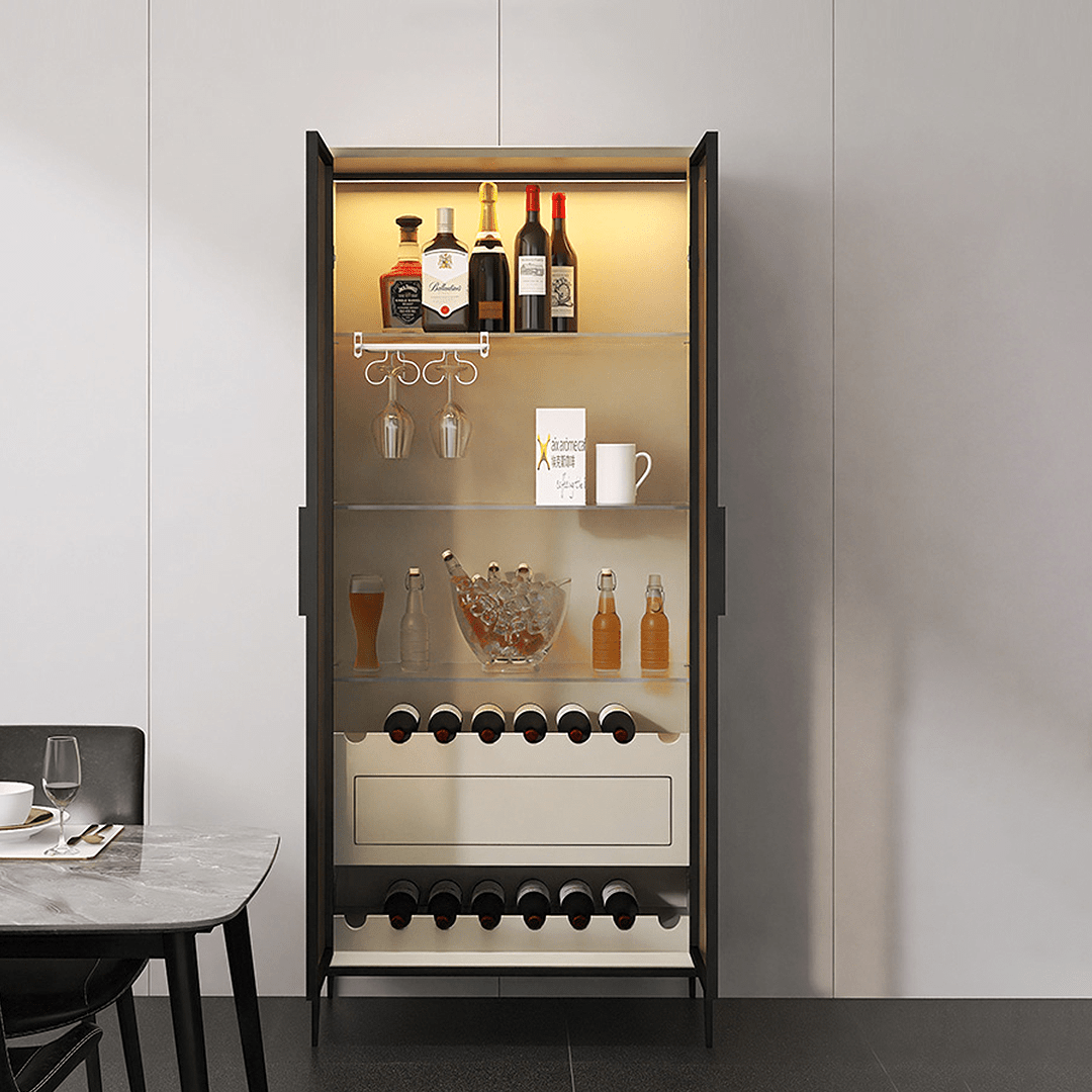 Delfina Wine Cabinet, Cabinet With Wine Rack, Light Grey Wood - Miola
