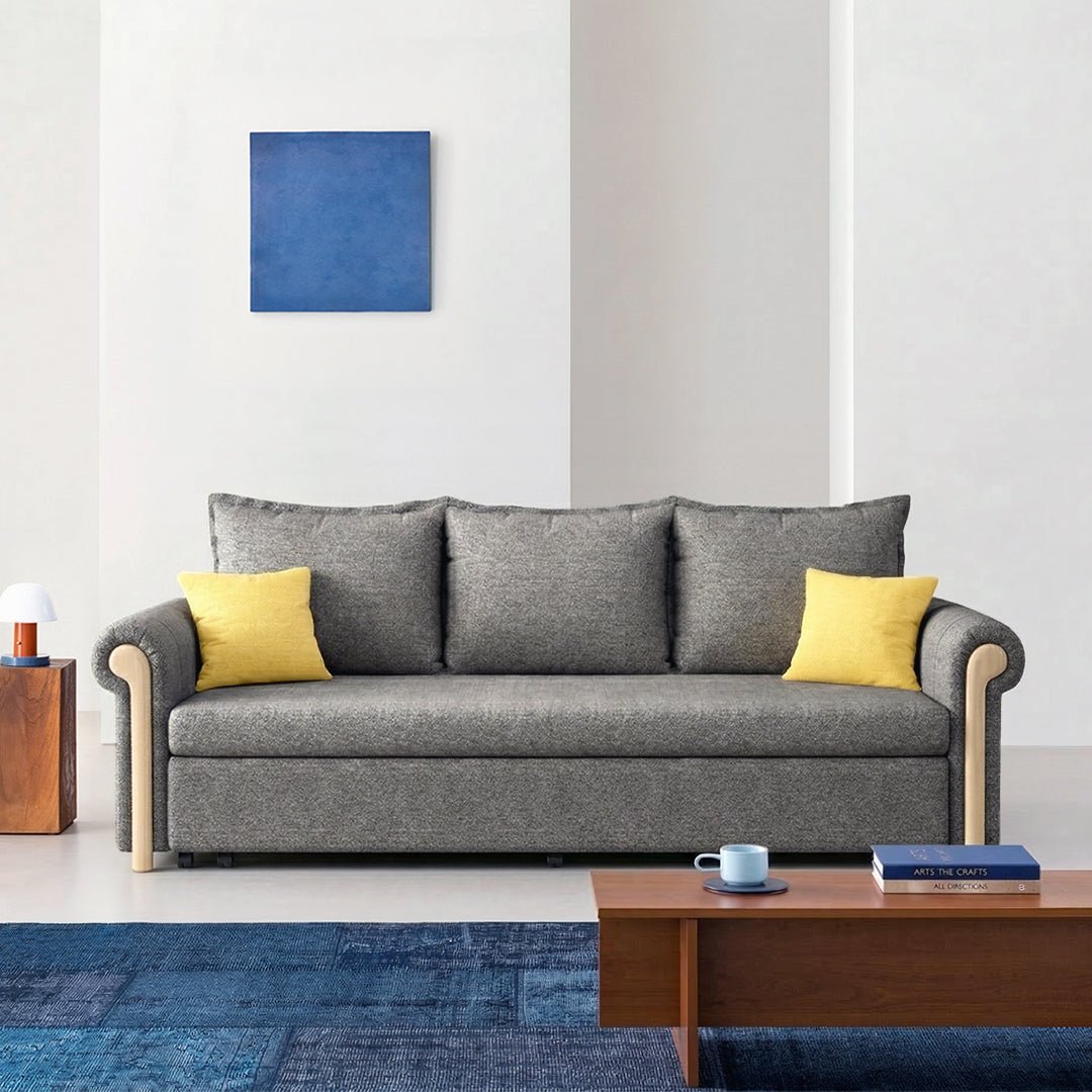 Braylene Two Seater Sofa Bed, Linen - Miola
