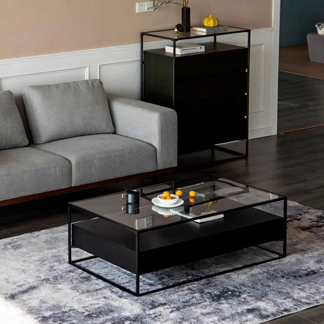 Sanderson Rectangle Coffee Table With Storage, Black - Miola