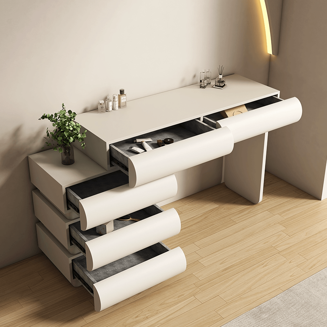 Penelope Dressing Table And Stool, With LED Mirror, Cream - Miola