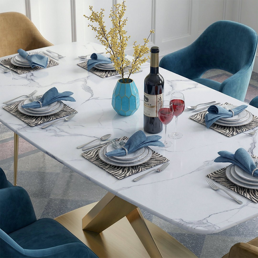 LUCI Dining Table, Marble And Gold Metal - Miola