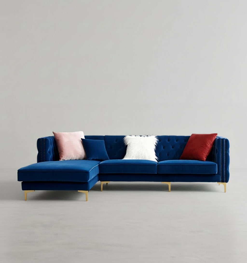 WH215 Three Seater Corner Sofa, Velvet - Miola