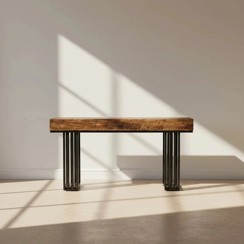 140cm Console Table, Modern Entryway Table with Metal Legs