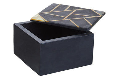 Oriana Small Black Slate with Mother of Pearl Inlay Trinket Box