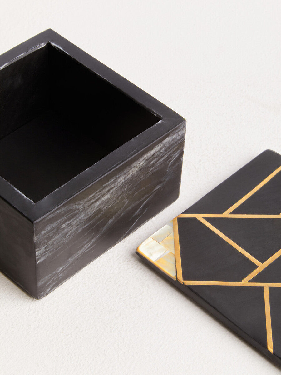 Oriana Small Black Slate with Mother of Pearl Inlay Trinket Box