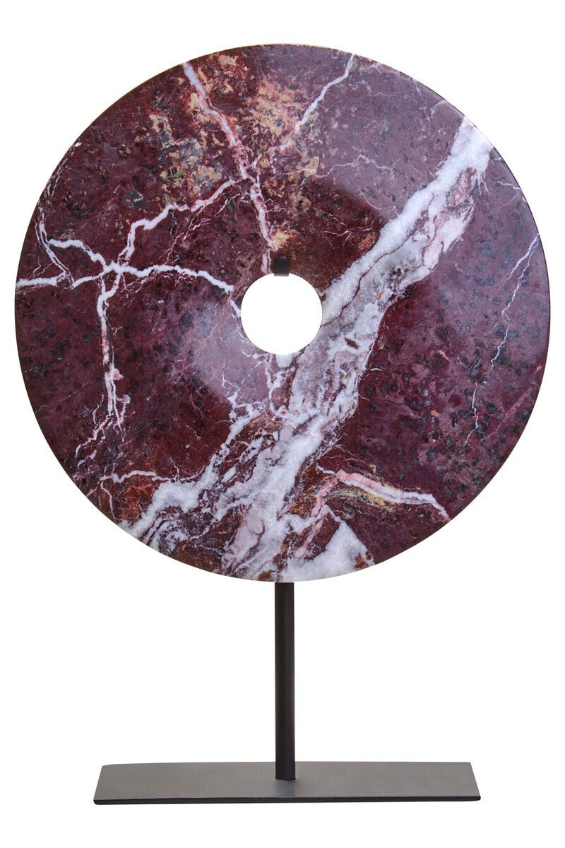 Salmo Medium Red Marble Round Dia 25cm Disc Sculpture - Miola