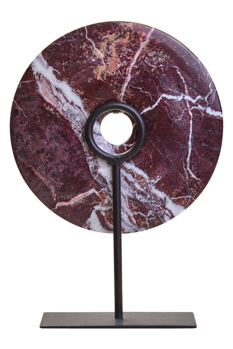 Salmo Medium Red Marble Round Dia 25cm Disc Sculpture - Miola
