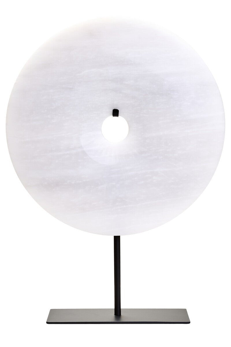 Zoro Large Round Dia 30cm Grey Marble Disc Sculpture - Miola