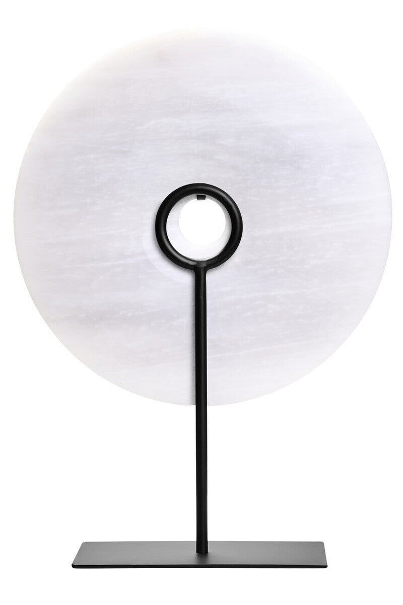 Zoro Large Round Dia 30cm Grey Marble Disc Sculpture - Miola