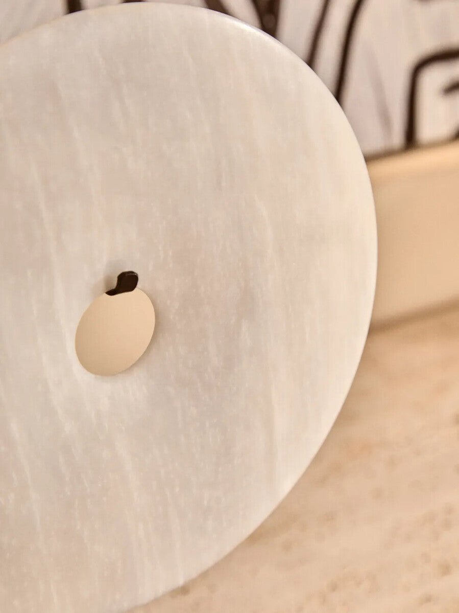 Zoro Large Round Dia 30cm Grey Marble Disc Sculpture - Miola