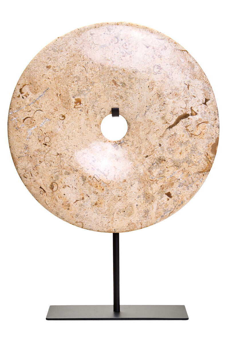 Zoro Large Natural Speckled Marble Round Disc Sculpture - Miola