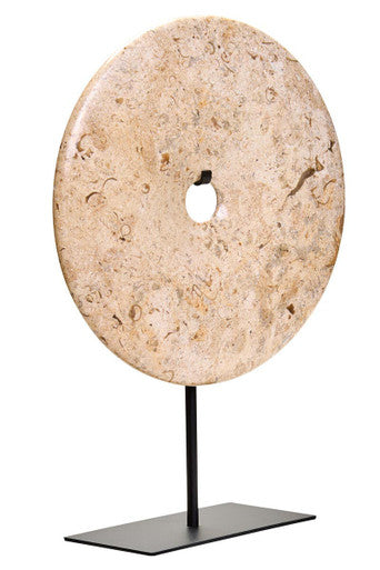 Zoro Large Natural Speckled Marble Round Disc Sculpture - Miola