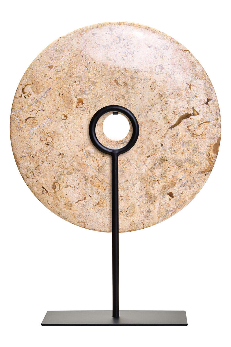 Zoro Large Natural Speckled Marble Round Disc Sculpture - Miola