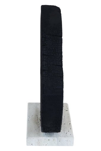 Tibor Black Mango Wood Sculpture With Travertine Base - Miola